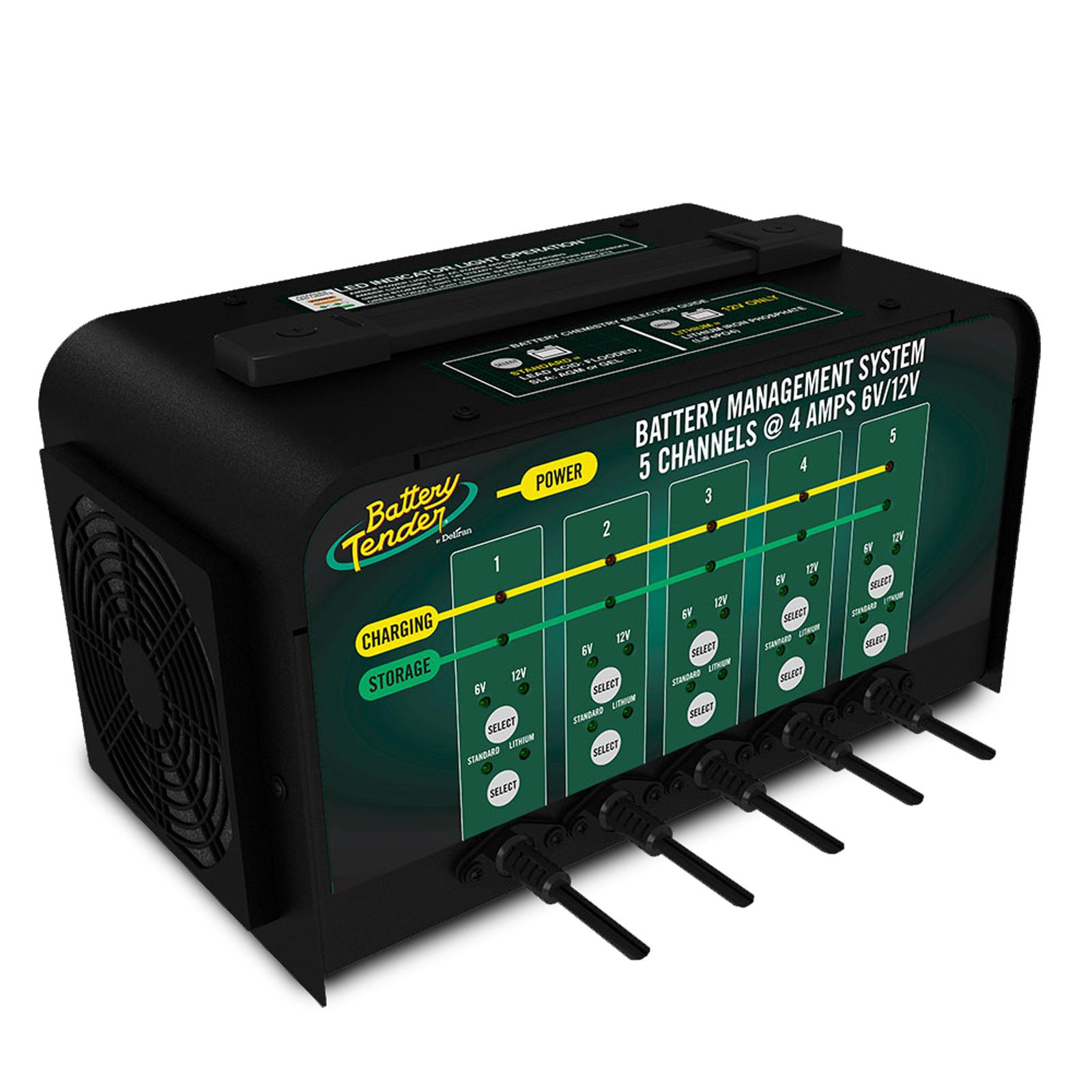 Cargador de batería de 5 bancos, 4 amperios seleccionable de 12 V/6 V