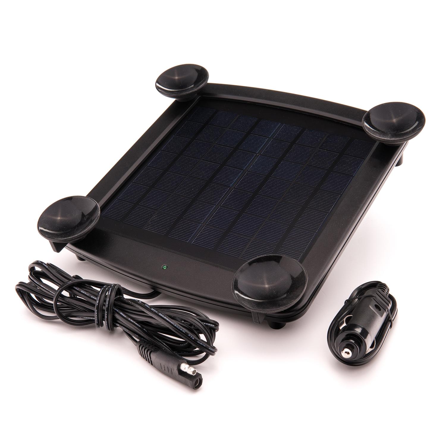 Cargador de batería solar de 5 vatios y 12 V con soporte para parabrisas